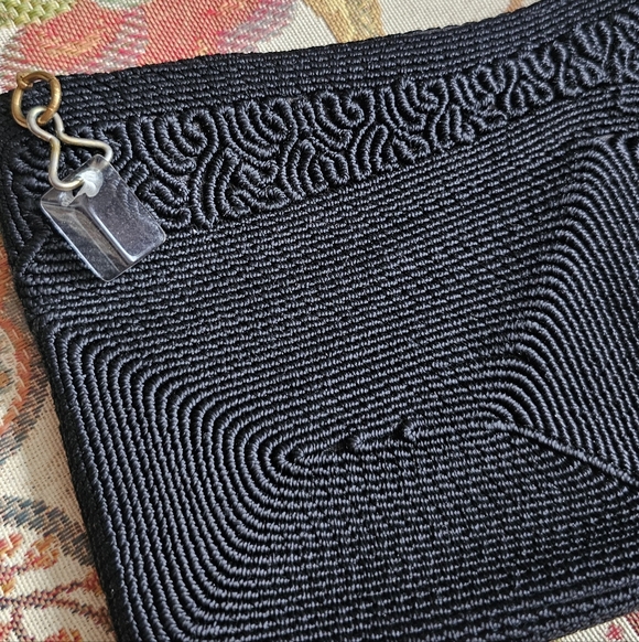1940's Corde Clutch With Lucite Zipper Pull. Vintage Clutch. - Picture 2 of 8